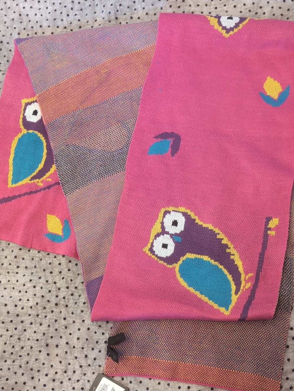 Tarnish Pink Owl Pattern Lightweight Scarf